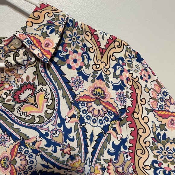 Chico's Floral Paisley Button-Down Dress Size 14P - Picture 2 of 8